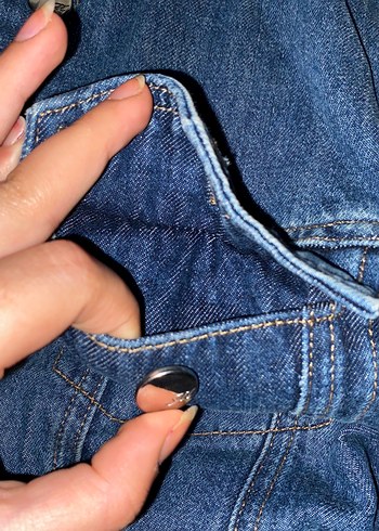 İçi Kürk Mavi Kadın Kot Ceket - Görsel 7