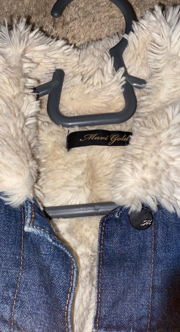 İçi Kürk Mavi Kadın Kot Ceket - Görsel 3