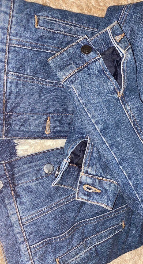 İçi Kürk Mavi Kadın Kot Ceket - Görsel 4