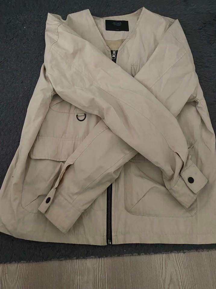 Gri Fermuarlı Erkek Keten Ceket - Görsel 3