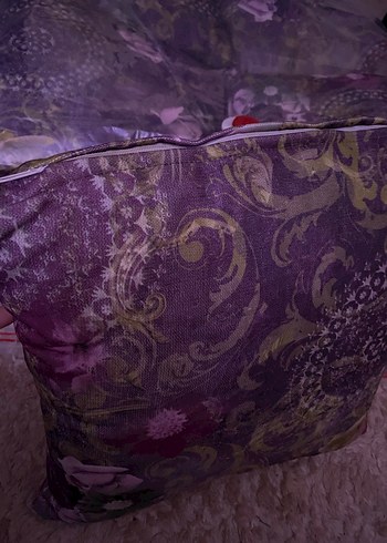 Mor Bohem Çiçek Desenli Kırlent - Görsel 2