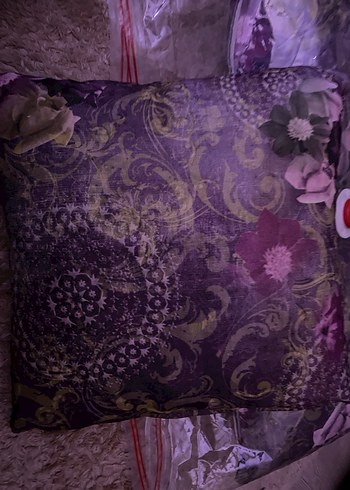 Mor Bohem Çiçek Desenli Kırlent - Görsel 3