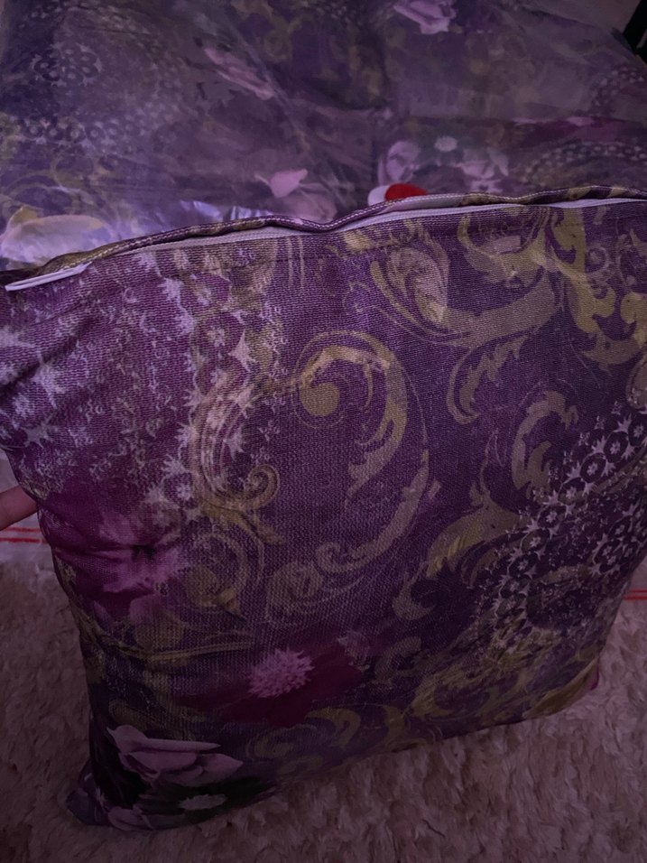 Mor Bohem Çiçek Desenli Kırlent - Görsel 2