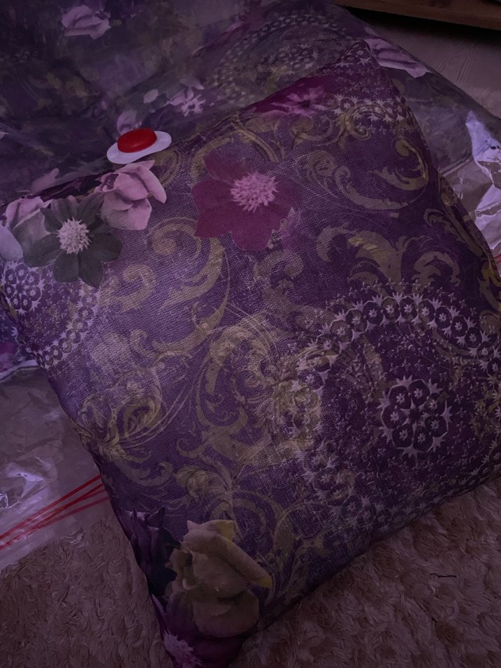 Mor Bohem Çiçek Desenli Kırlent - Görsel 4