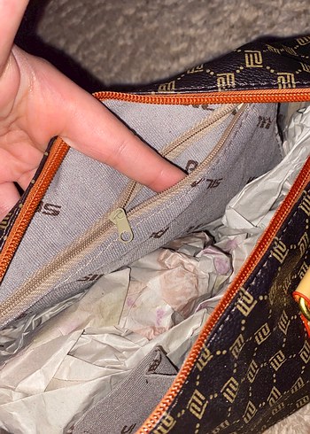 Kahverengi Desenli Deri Kadın Çanta - Görsel 6