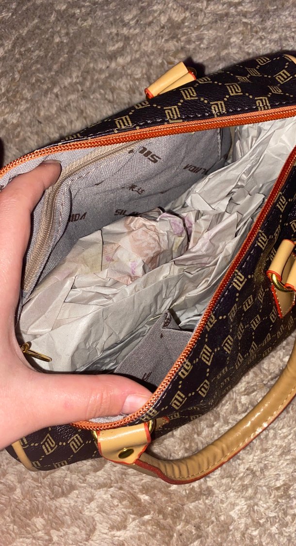 Kahverengi Desenli Deri Kadın Çanta - Görsel 5