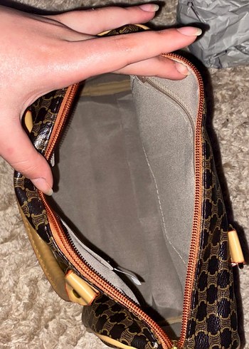 Kahverengi Deri Desenli Kadın El Çantası - Görsel 2