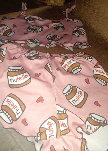 Trendyol & Milla Pembe Nutella Baskılı Mini Askılı Pijama Takımı