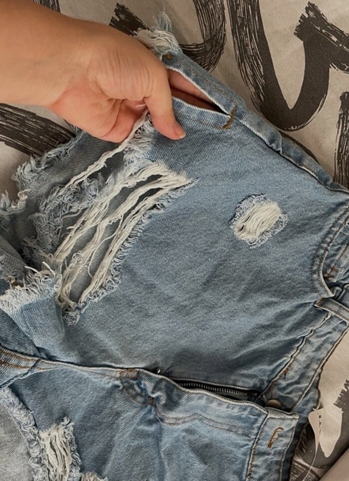Düğmeli Mavi Kadın Mini Denim Şort - Görsel 2