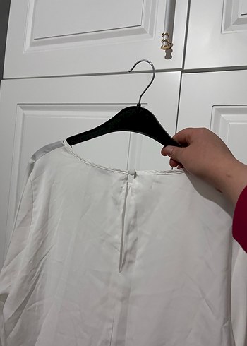 Beyaz Uzun Kollu Keten Bluz - Görsel 4