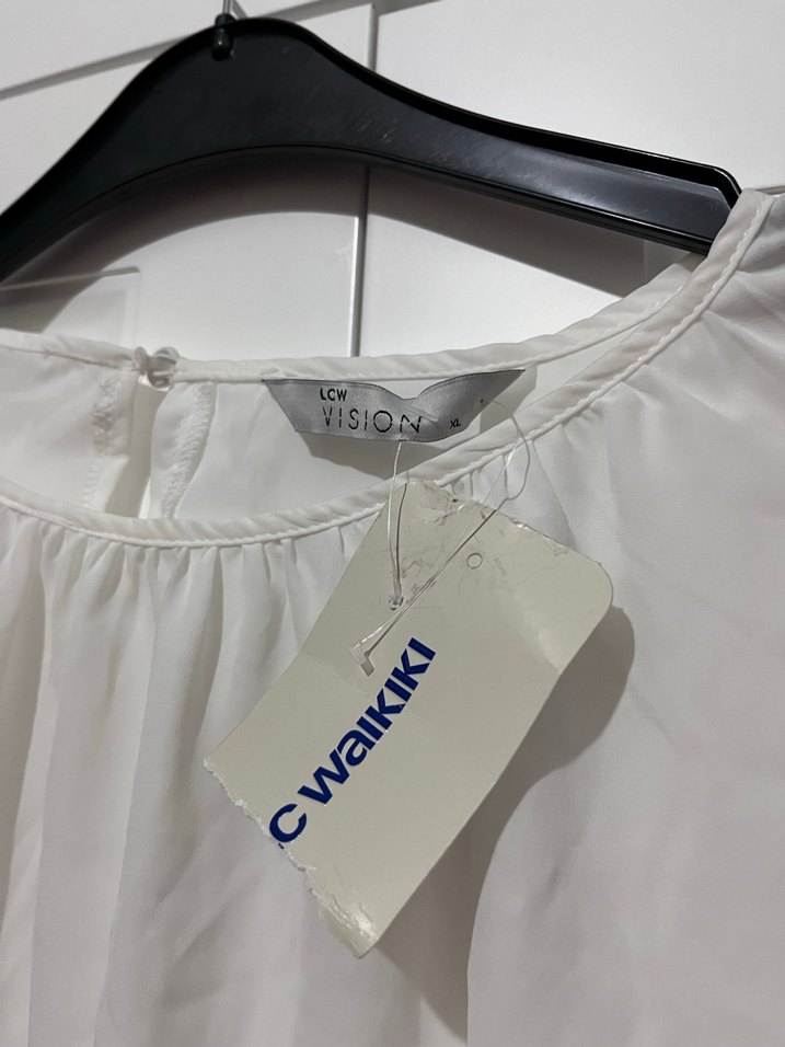 Beyaz Uzun Kollu Keten Bluz - Görsel 3