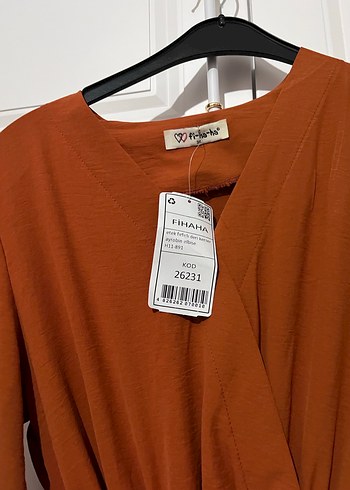 Kahverengi Uzun Kollu Fırfırlı Kadın Elbise - Görsel 4