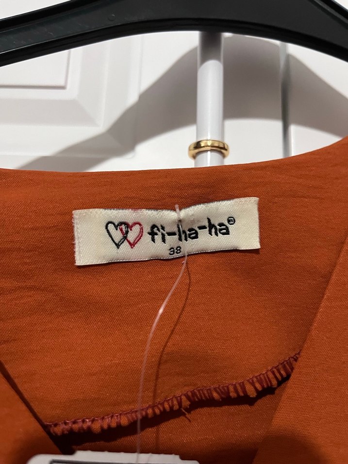 Kahverengi Uzun Kollu Fırfırlı Kadın Elbise - Görsel 5