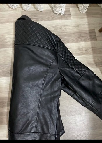 Erkek Siyah Deri Biker Ceket - Görsel 2