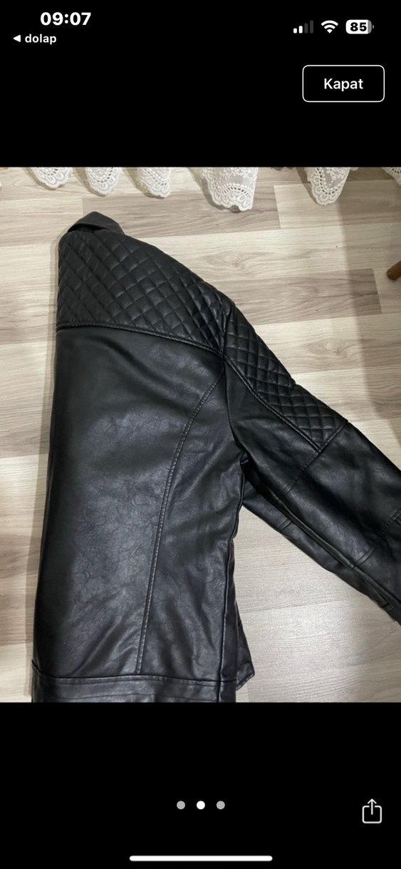 Erkek Siyah Deri Biker Ceket - Görsel 2