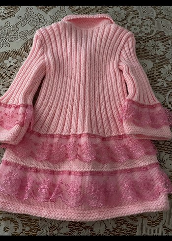 Zara Kız Çocuk Pembe Nakışlı Örgü Hırka