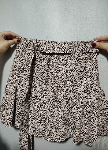 Leopar mini şort etek 
