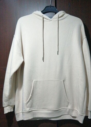 Bej kap?onlu sweatshirt 
