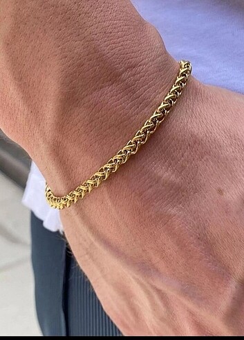 Ünisex Çelik Gold Bileklik