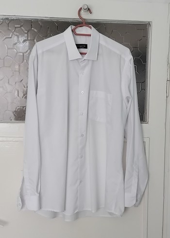 Düğmeli Beyaz Erkek Gömlek - Görsel 2