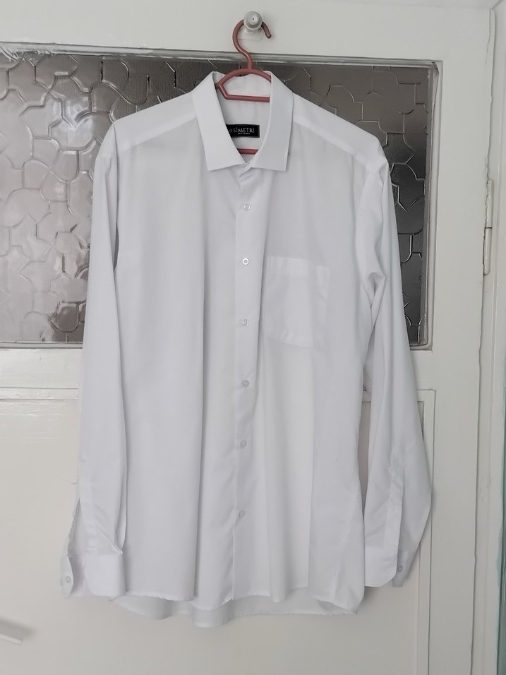 Düğmeli Beyaz Erkek Gömlek - Görsel 2