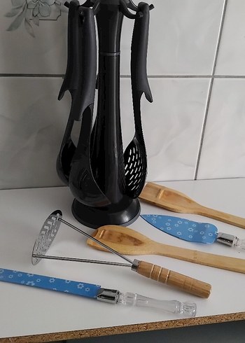 Beden Mavi Pastel Desenli Servis Bıçakları