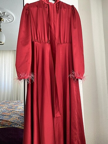 Tesettür bordo abiye