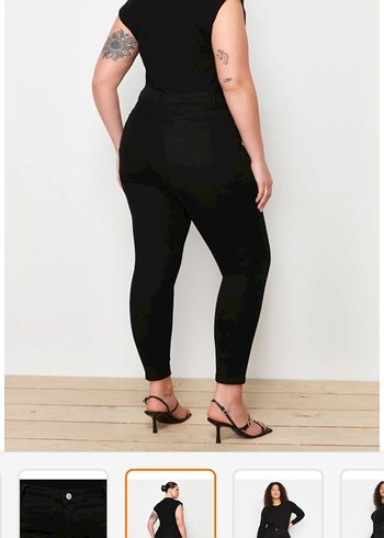 büyük beden Siyah Dar Kesim Kadın Kot Pantolon - Görsel 2