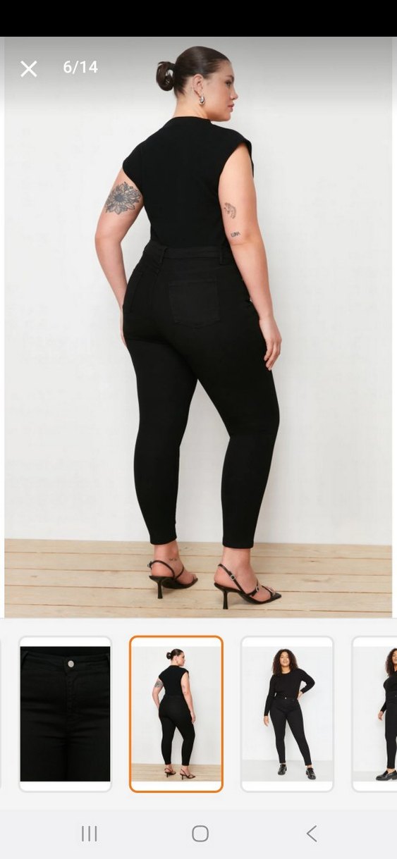 büyük beden Siyah Dar Kesim Kadın Kot Pantolon - Görsel 2