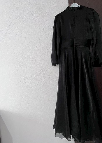 Diğer Siyah Uzun Drapeli Gotik Kadın Elbise