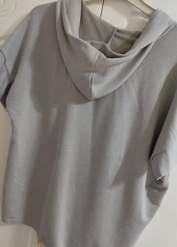 ALC Gri V Yakalı Kısa Kollu Kadın Sweatshirt