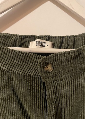 Giesto Yeşil Kadife Pilili Bol Pantolon - Görsel 2