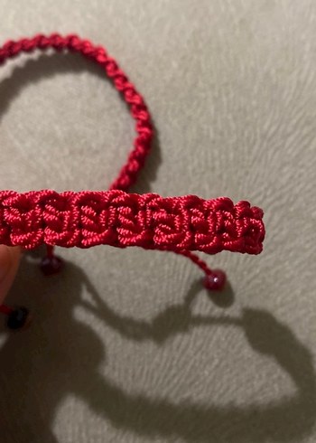 Nakışlı Kırmızı Boncuklu Bohem Bileklik - Görsel 2