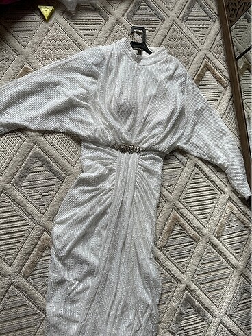 Taşlı şık elbise - Görsel 6