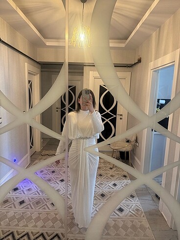 Taşlı şık elbise - Görsel 8