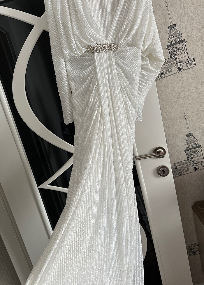 Taşlı şık elbise - Görsel 2