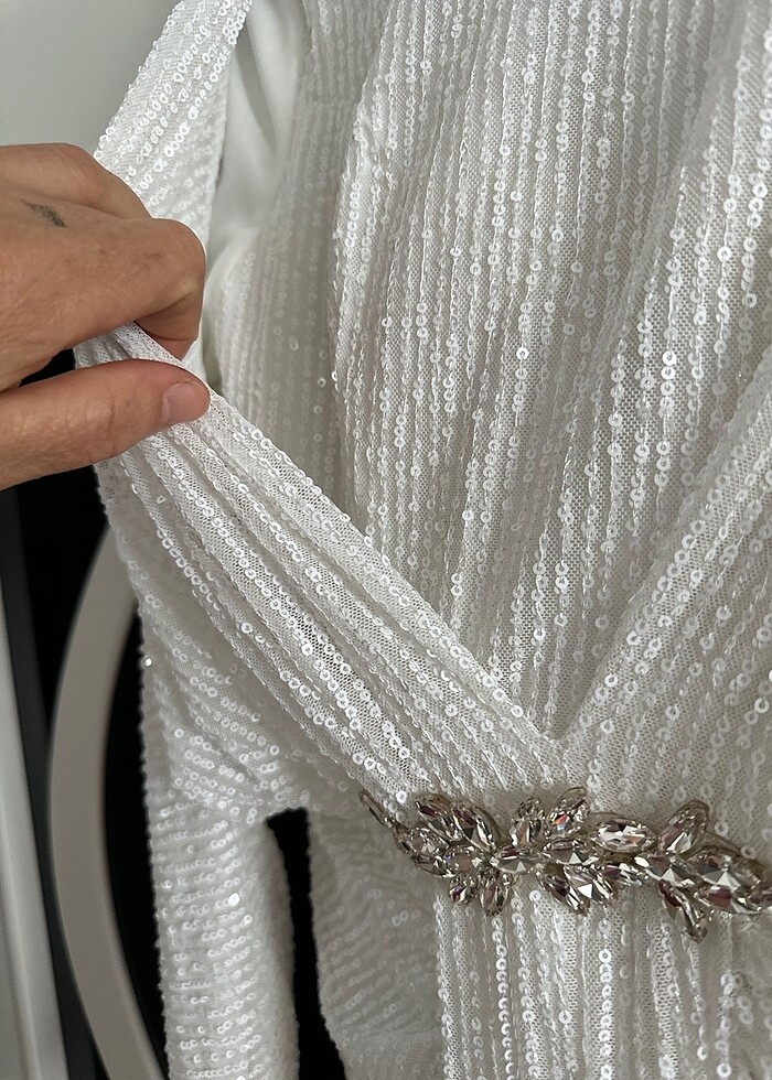 Taşlı şık elbise - Görsel 3