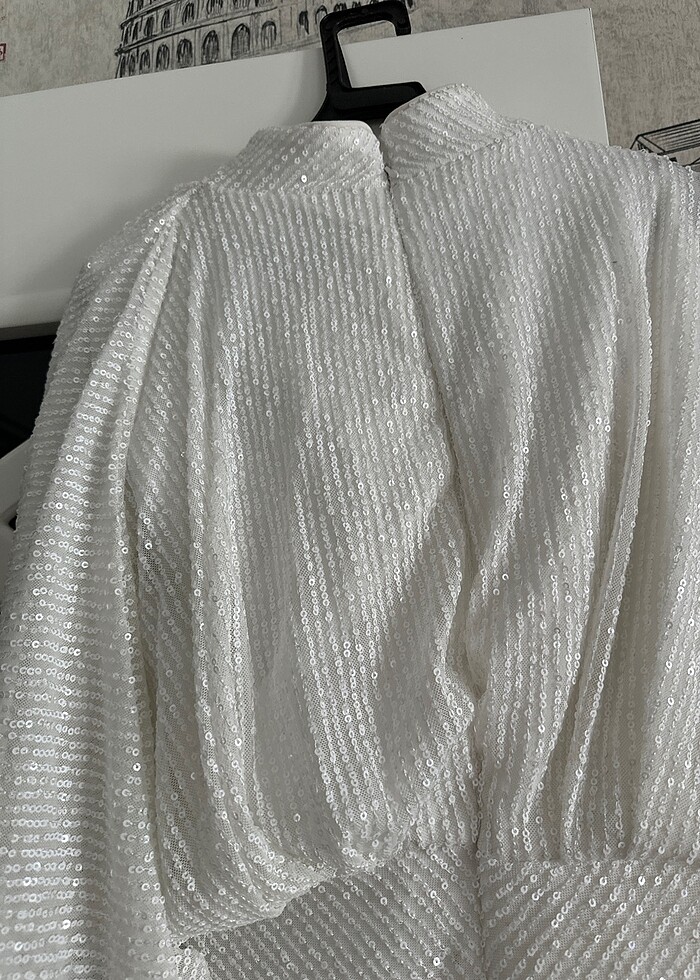 Taşlı şık elbise - Görsel 4