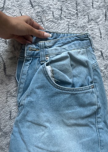 34 Beden Kadın Geniş Kesim Mavi Denim Pantolon
