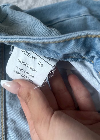 34 Beden mavi Renk Kadın Geniş Kesim Mavi Denim Pantolon