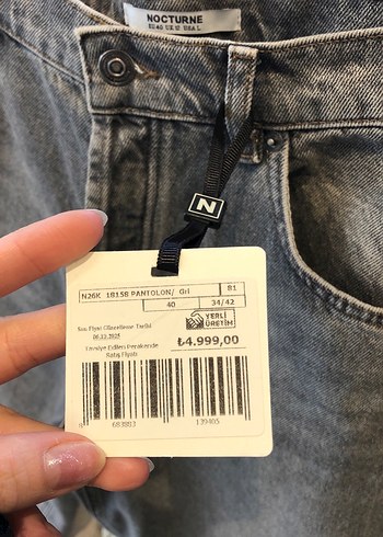 Kadın Gri Loose Fit Midi Kot Pantolon - Görsel 2