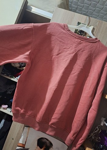 Pembe Kadın Pamuklu Sweatshirt - Görsel 3