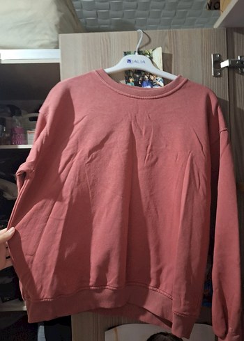 Pembe Kadın Pamuklu Sweatshirt - Görsel 2