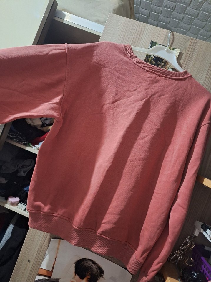 Pembe Kadın Pamuklu Sweatshirt - Görsel 3