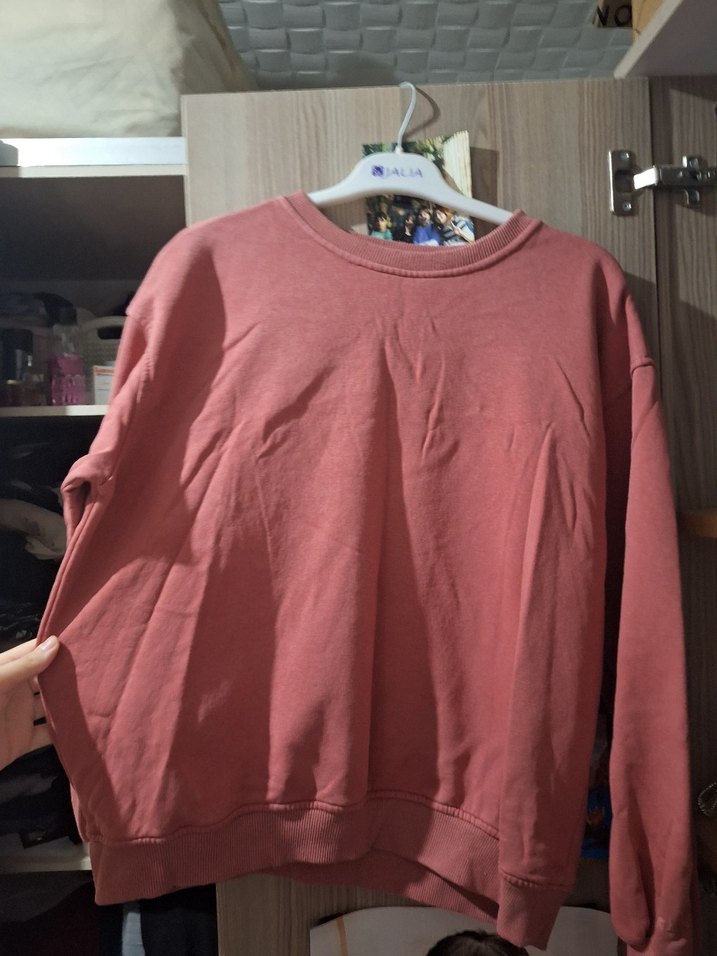 Pembe Kadın Pamuklu Sweatshirt - Görsel 2