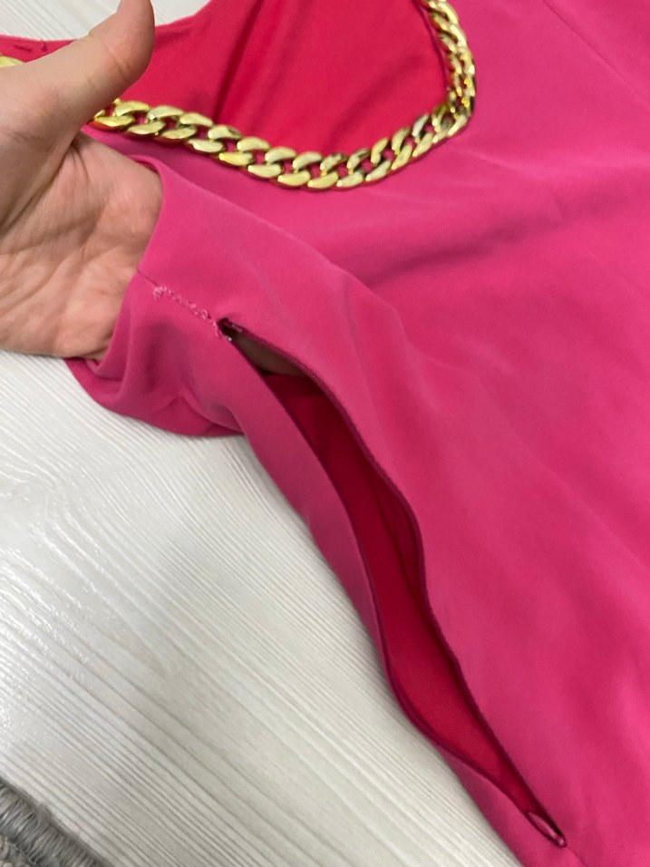 Parlak Pembe Zincir Detaylı Kadın Vücut Zinciri - Görsel 4