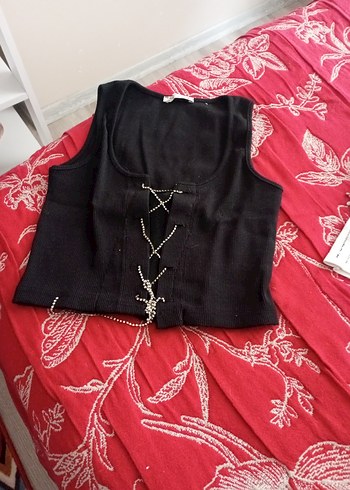 Nakışlı Siyah Mini Goth Kadın Yelek iki urun tek fiyat