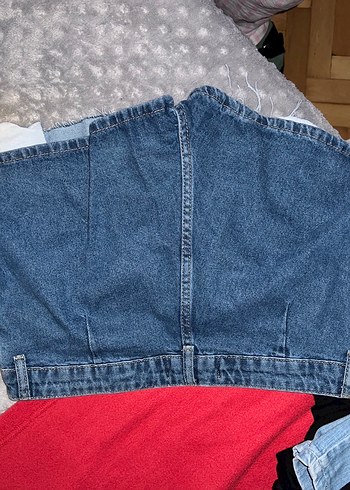 Kadın Mavi Pileli Mini Kot Şort - Görsel 2