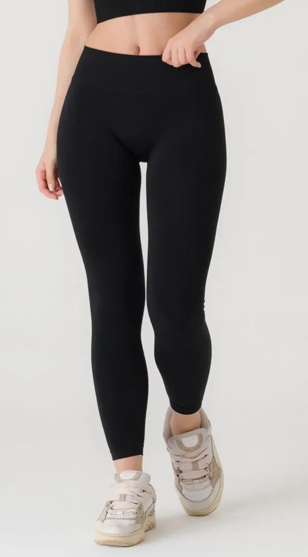 Siyah Elastik büzgülü Tayt - Görsel 4