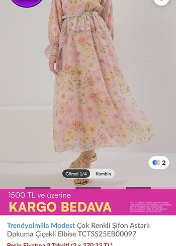 Trendyolmilla Modest Çok Renkli Çiçekli Uzun Elbise